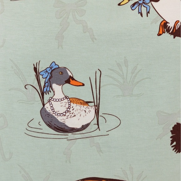 Women's Bird Print Pajama Set - Green - Picture 3 of 4